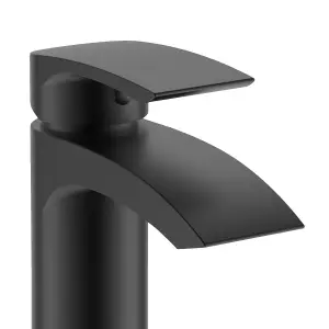 Nes Home Vigan Bathroom Basin Mixer Tall Tap & Waste Matte Black