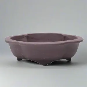 Unglazed Bonsai Pot Floral - 18cm x 15cm x 4cm - YB1122