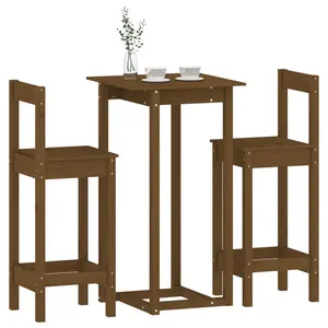 2 - Person Pine Solid Wood Dining Set Honey Brown