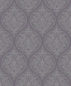 Galerie Emporium Purple Silver Ogee Embossed Wallpaper