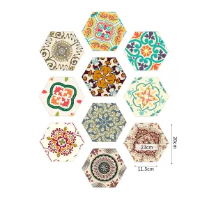 Walplus Colourful Turkish Hexagon Floor Tiles Stickers, Home Decorations DIY Art