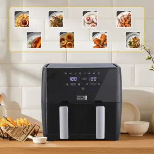 Double Basket Dual Large 8L 1700W Touch Screen Air Fryer with Timer,Non-Stick Removable Basket