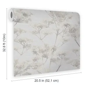 Boutique Serene Seed-Head Grey Floral Wallpaper