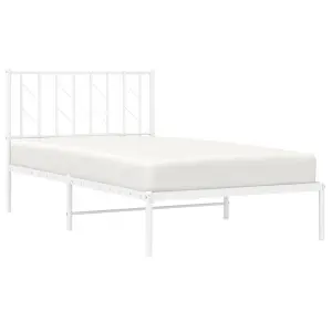 Berkfield Metal Bed Frame without Mattress with Headboard White 100x200cm