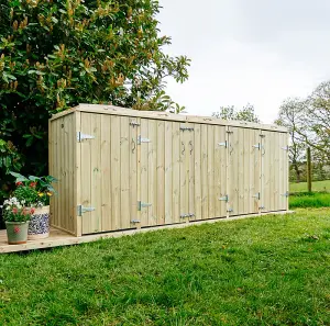 Shireburn 4 Wheelie Bin/2 Recycle Box Store - Timber - L80.4 x W342.2 x H120 cm