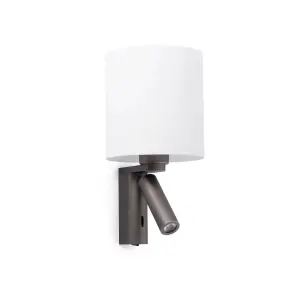 Luminosa Rob 1 Light Indoor Wall Reading Light White with Shade, E27