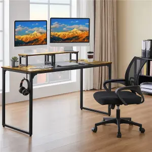 Yaheetech Rustic Brown Computer Desk with 2 Desk Grommets