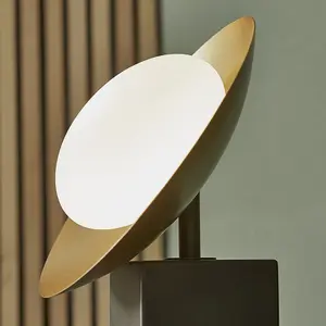 Luminosa Tivoli Table Lamp Gold & Dark Bronze Finish With Opal Glass