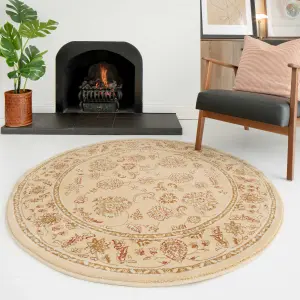 Gold Cream Classical Oriental Floral Medallion Area Rug 80cm x 150cm