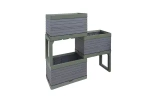 Verve Grey Rectangular Planter, Set of 1 (H)33cm (W)28cm