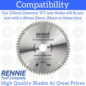 210mm x 60T TCT Circular Wood Saw Blade. Fits Festool Bosch Makita Dewalt Circular Saws Etc