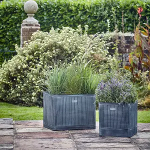 Outdoor Hampton Rectangular Galvanised Metal Planter H38Cm W50Cm