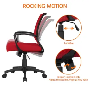 Yaheetech Mid-back Mesh Office Chair Computer Chair - Red