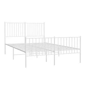 Berkfield Metal Bed Frame with Headboard and Footboard White 140x200 cm