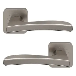 GoodHome Irvil Brushed Nickel effect Round Latch Door handle (L)126.5mm (D)58mm, Pair