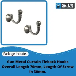 Curtain Holdbacks Hooks Gun Metal Ball End Curtain Holdbacks Hooks U Shaped Curtain Tie Hooks Curtain Drapery Hold Back Tie Backx4