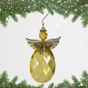 Acrylic Crystal Angel Hanging Figurine Ornament Yellow/Gold