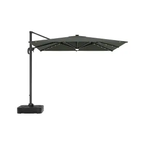 Dark Grey Garden Square Cantilever Parasol with Solar-Powered LED Lights