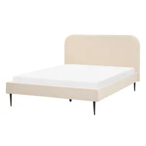 Boucle EU Double Size Bed Beige FLAYAT