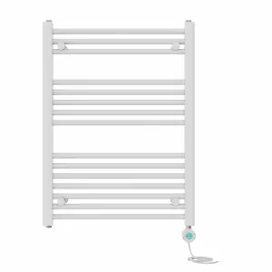 Right Radiators Prefilled Thermostatic Electric Heated Towel Rail Straight Bathroom Ladder Warmer - White 800x600 mm