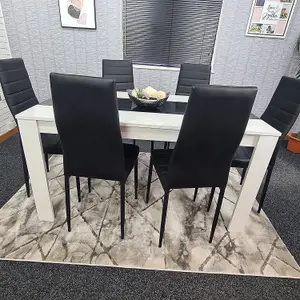 Kitchen Dining Set for 6 Wooden Dining Table and 6 Black Chairs Dining set for 6 Furniture Kosy Koala