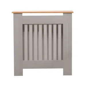 Oypla Small Grey Wooden Slatted Grill Radiator Cover MDF Cabinet