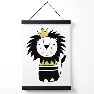 Cute Lion Scandi Animal Medium Poster with Black Hanger