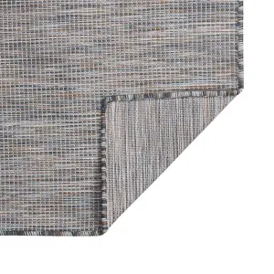 Outdoor Flatweave Rug 140x200 cm Brown and Blue