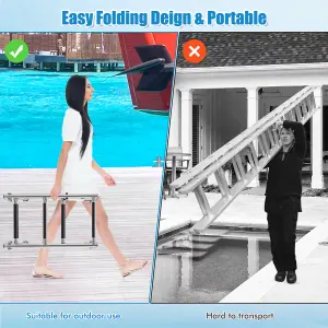 Costway 4 Step Folding Boat Ladder Anti Slip Stainless Steel Swimming Pool Ladder