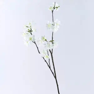 Bloom Artificial Single Arles Almond Blossom Branch Stem - Faux Fake Silk Flower Indoor Home Decoration Floral Arrangement - L62cm