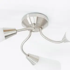 ValueLights Kristina Silver 3 Arm Ceiling Light with White Frosted Glass Shades