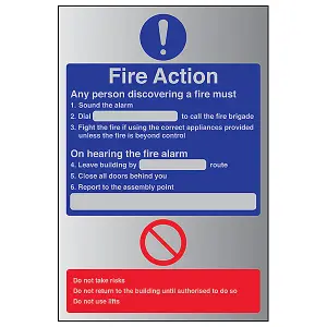 Fire Action Dial General Procedure Sign - Adhesive Vinyl 200x300mm (x3)