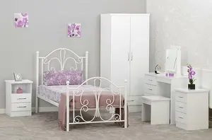 Nevada 2 Door 1 Drawer Wardrobe in White Gloss