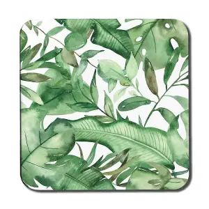 Watercolour Green Tropical Leaves Coaster Set / Default Title