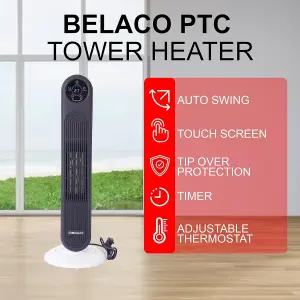 BELACO PTC TOWER HEATER WITH REMOTE - 12H TIMER