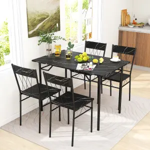 COSTWAY Set of 5 Dining Table Chairs Set 110 x 70 cm Rectangular Kitchen Table for 4