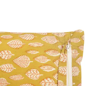 Set of 2 Cushions GINNALA Cotton 45 x 45 cm Plant Block-Printing Yellow