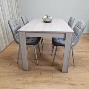 Dining Table and 4 Chairs  Grey 4  Grey Velvet Chairs Wood Dining Set Furniture