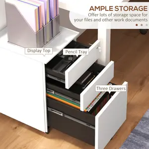 37cm Wide 3 -Drawer Mobile Steel File Cabinet