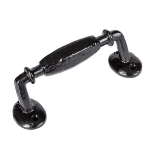 Hammer & Tongs - Offset Wrought Iron Door Handle - H160mm - Black