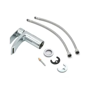 Waterfall Bathroom Sink Taps with Drainer Cloakroom Basin Mixer Taps