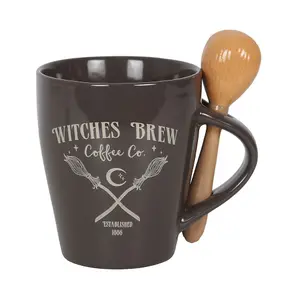 Something Different Witches Brew Coffee Co. Mug & Spoon Set Brown/Beige (One Size)