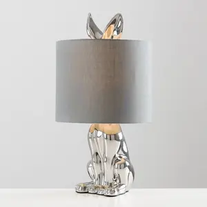 Mixson Ceramic Table Lamp Silver Base/Grey Shade / Yes