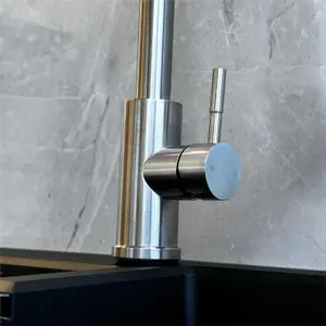 Liquida KPO11BS Single Lever Pull Out Mono Brushed Steel Kitchen Mixer Tap