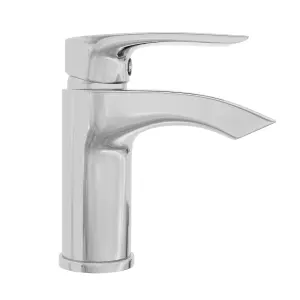 Sleek Waterfall Basin Sink Mixer Tap & Slotted Basin Waste Chrome