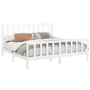 Berkfield Bed Frame White Solid Wood Pine 180x200 cm 6FT Super King