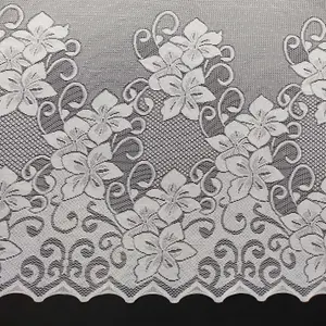 Home Curtains Lynsey Floral Net 300w x 206d CM Cut Lace Panel White