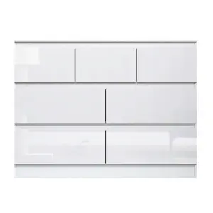 Large 7 Drawer Merchant Chest Sideboard Chest Of Drawers High Gloss White