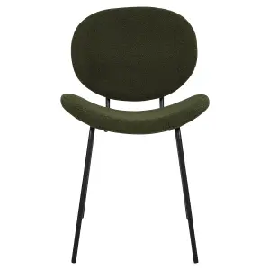 Set of 2 Dining Chairs LUANA Boucle Dark Green