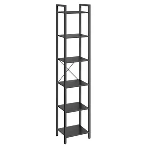 Lakesha Etagere Bookcase Ebony Black / 187.5cm H x 40cm W x 30cm D